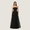 فتسان طويل بدون حمالات من التل مزين بالترتر lool store dress L10011