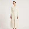 فستان كريب كلاسيكي أنيق بأكمام طويلة lool store dress L10015